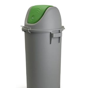 BALDE 52L CINZA COM TAMPA BASCULANTE VERDE