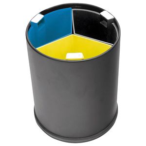 BALDE RECICLAGEM PRETO C/3 SEPARADORES 3X3.3L