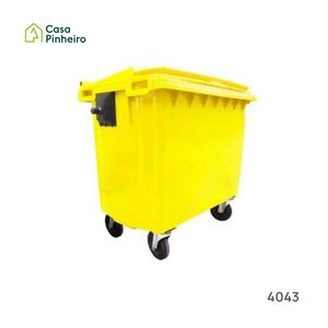CONTENTOR DE LIXO 800 LT  AMARELO COM TAMPA E RODAS