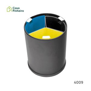 BALDE RECICLAGEM PRETO C/3 SEPARADORES 3X3.3L