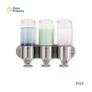 DISPENSADOR GEL TRIPLO EM INOX 444 ML CADA