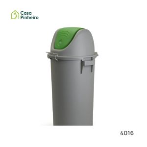 BALDE 52L CINZA COM TAMPA BASCULANTE VERDE