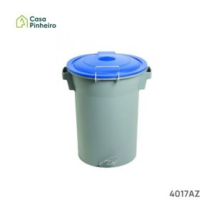BALDE 52L CINZA COM PEDAL E TAMPA AZUL