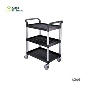 CARRO CATERING PRETO C/3 ESTANTES