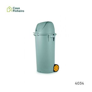 BALDE 80L CINZA COM TAMPA BASCULANTE E RODAS