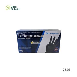 LUVAS NITRILO PRETAS EXTREME LITE SEM PÓ XL 100UN.